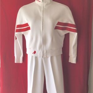 White and Red Women's Pantsuit